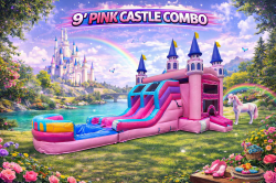 9ft. Pink Castle double lane combo