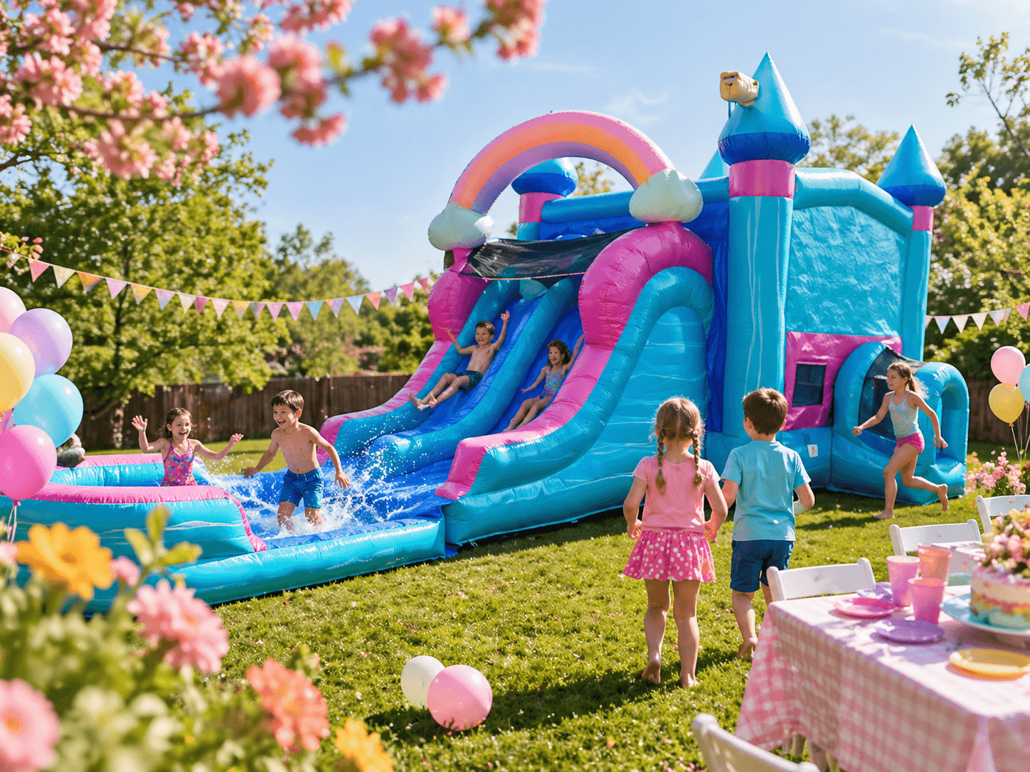 Water slide birthday party in a Lafayette backyard